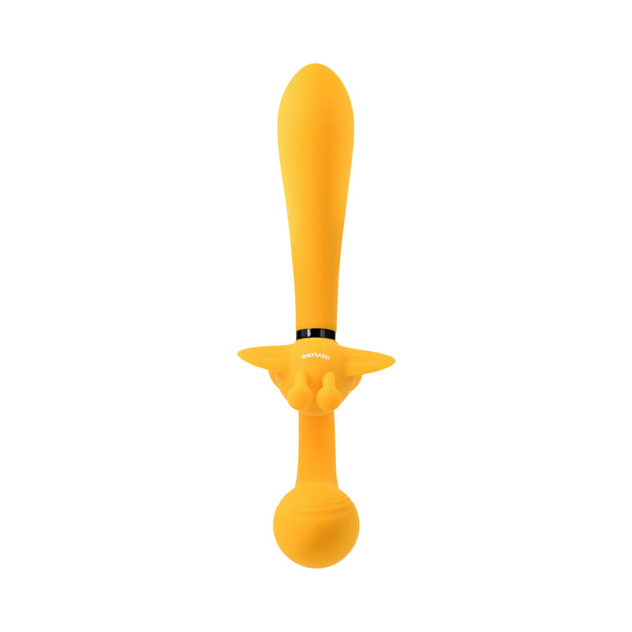 Evolved Monarch Rechargeable Silicone Multifunction Vibrating Strapless Strap-On Yellow