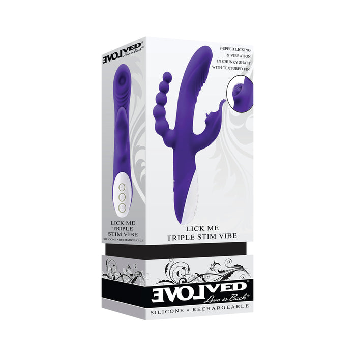 Evolved Lick Me Rechargeable Dual Entry Triple Stimulation Silicone Vibrator Purple