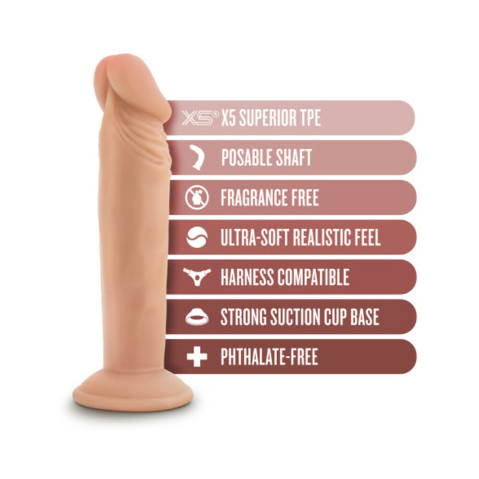 Blush Dr. Skin Plus Realistic 6 in. Triple Density Posable Dildo with Suction Cup Beige