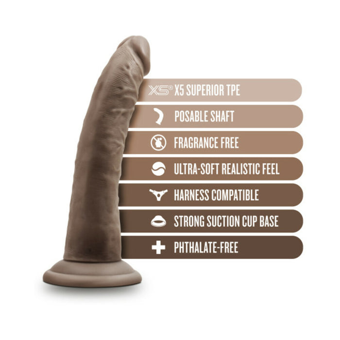 Blush Dr. Skin Plus Realistic 7 in. Triple Density Posable Dildo with Suction Cup Brown