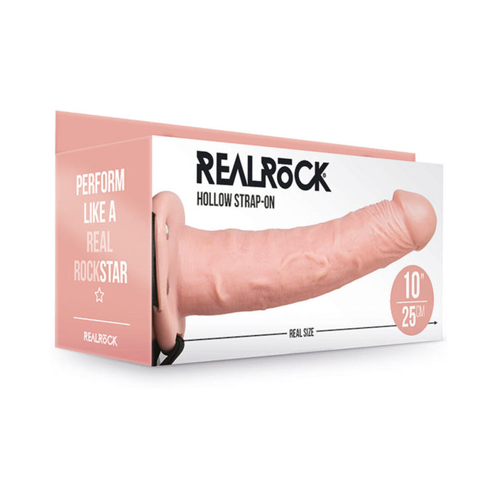 RealRock Realistic 10 in. Hollow Strap-On Beige