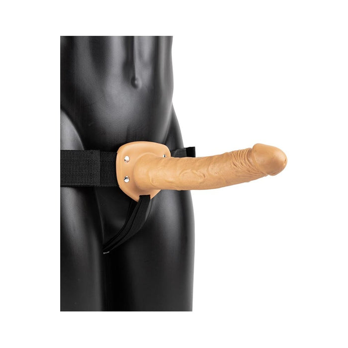 RealRock Realistic 10 in. Vibrating Hollow Strap-On Tan
