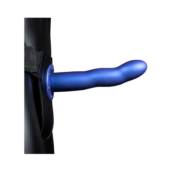Ouch! Curved 8 in. Hollow Strap-On Metallic Blue