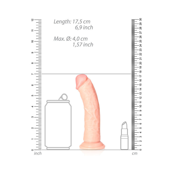 RealRock Realistic 6 in. Curved Dildo With Suction Cup Beige