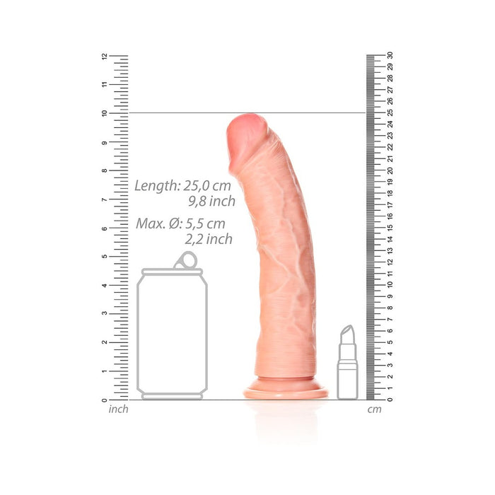 RealRock Realistic 9 in. Curved Dildo With Suction Cup Beige