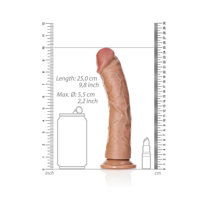 RealRock Realistic 9 in. Curved Dildo With Suction Cup Tan
