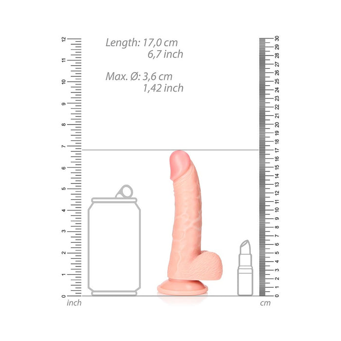 RealRock Realistic 6 in. Curved Dildo With Balls and Suction Cup Flesh