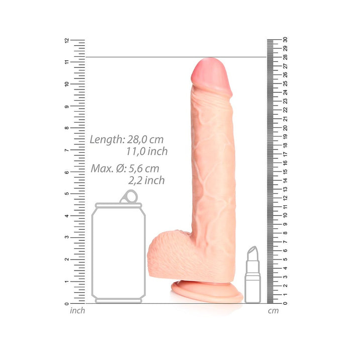 RealRock Realistic 10 in. Straight Dildo With Balls and Suction Cup Beige