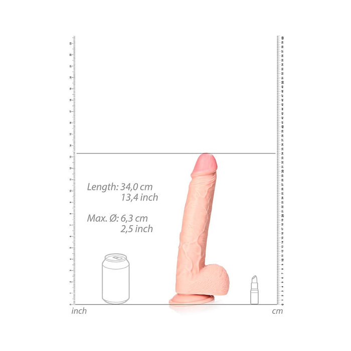 RealRock Realistic 12 in. Straight Dildo With Balls and Suction Cup Beige