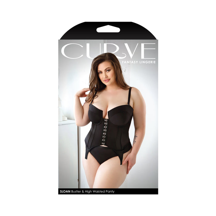 Fantasy Lingerie Curve Sloan Cropped Bustier With Molded Cups & High-Waisted Panty Black 3XL/4XL