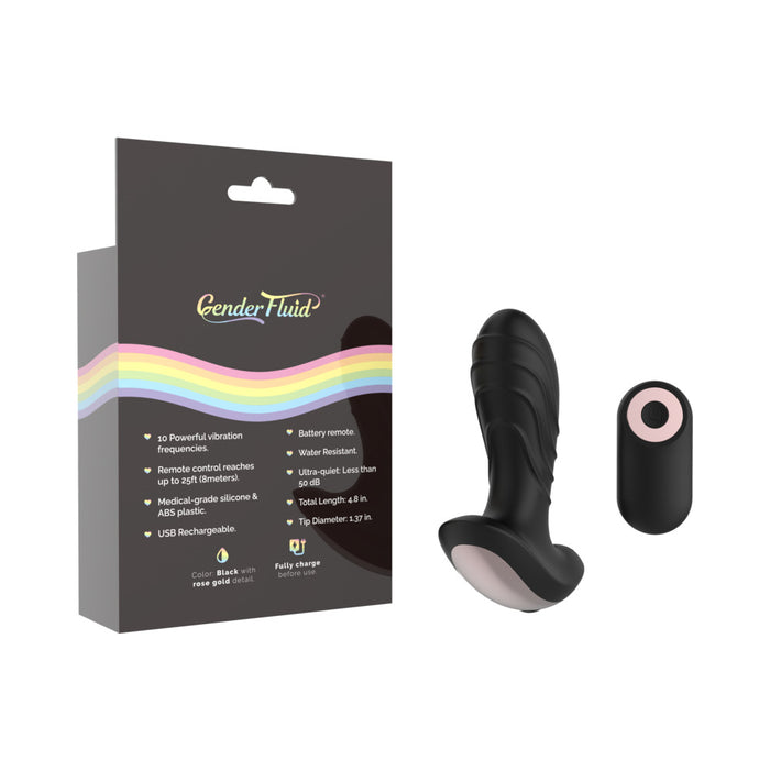 Gender Fluid Buzz Rechargeable Remote-Controlled Silicone Anal Vibrator Black