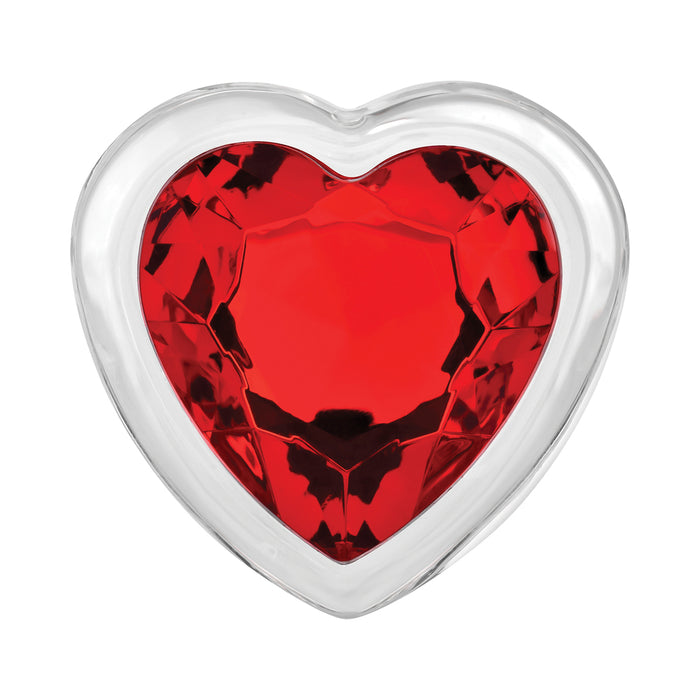 Adam & Eve Glass Anal Plug With Red Gemstone Heart Base Large