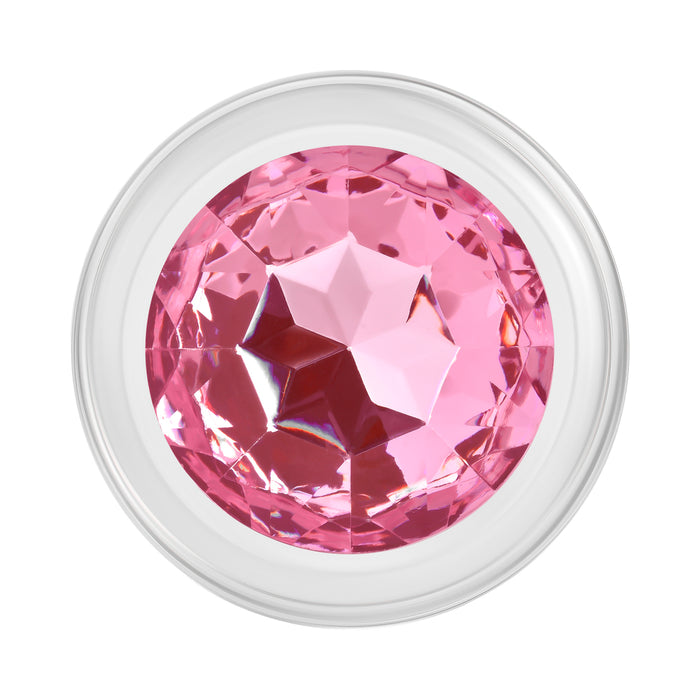 Adam & Eve Glass Anal Plug With Pink Gemstone Base Medium