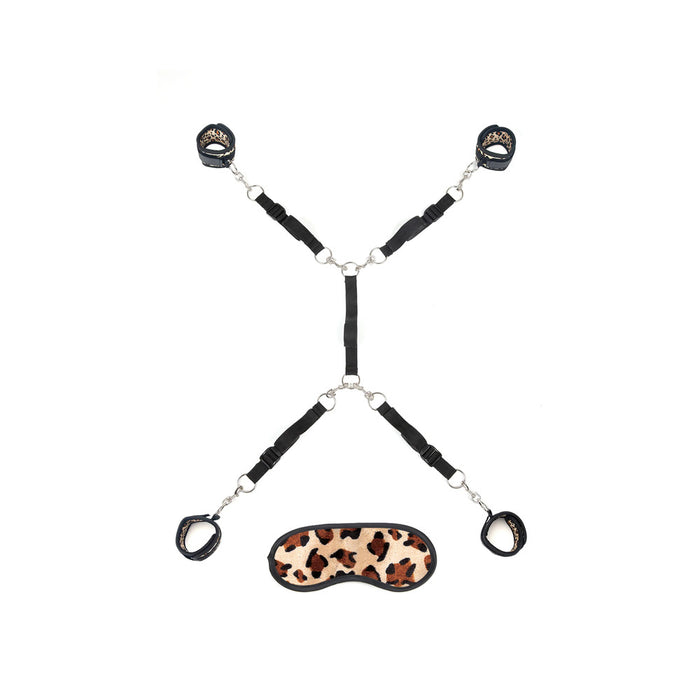 Lux Fetish 7-Piece Bed Spreader Playful Restraint System Leopard
