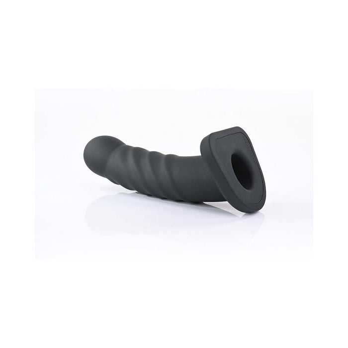 Sportsheets Merge Collection Banx Ribbed 8 in. Silicone Hollow Dildo Black