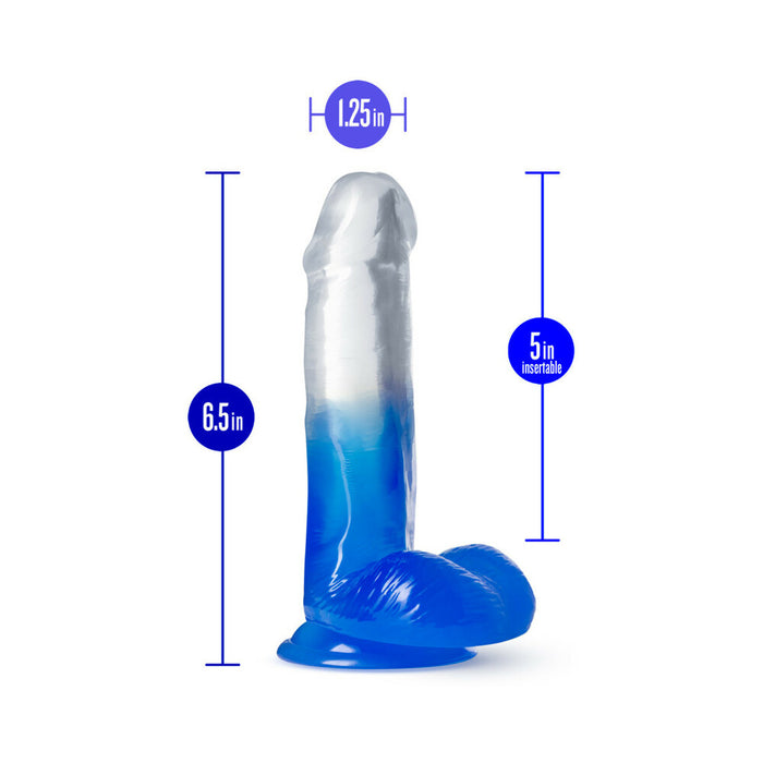 Blush B Yours Stella Blue 6 in. Dildo with Balls & Suction Cup Blue