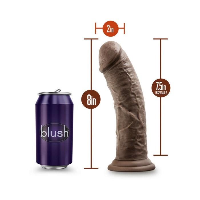 Blush Dr. Skin Plus Thick 8 in. Triple Density Posable Dildo with Suction Cup Brown