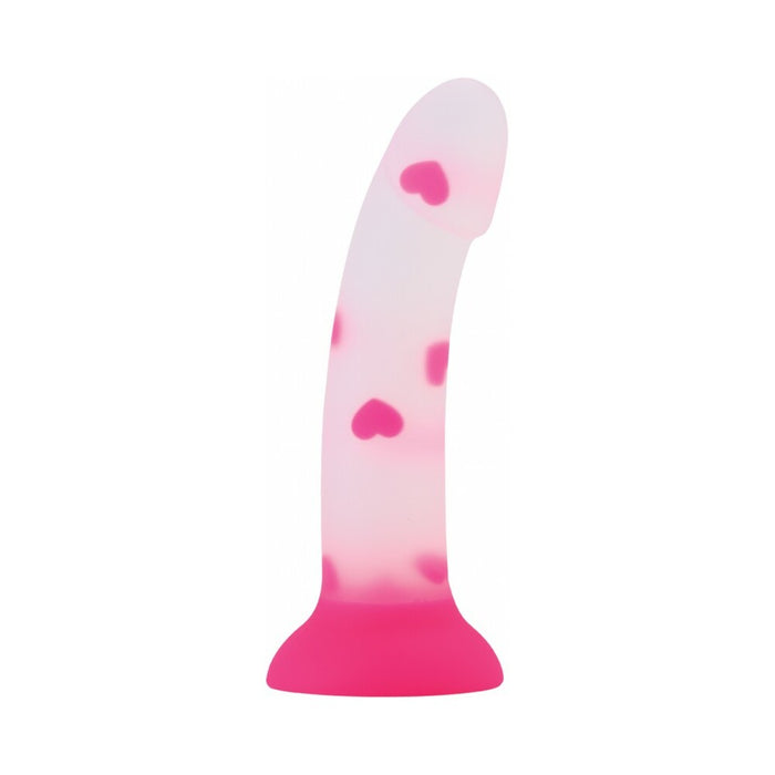Sweet Sex Sweetheart Bendable 7 in. Silicone Dildo Heart Print Pink