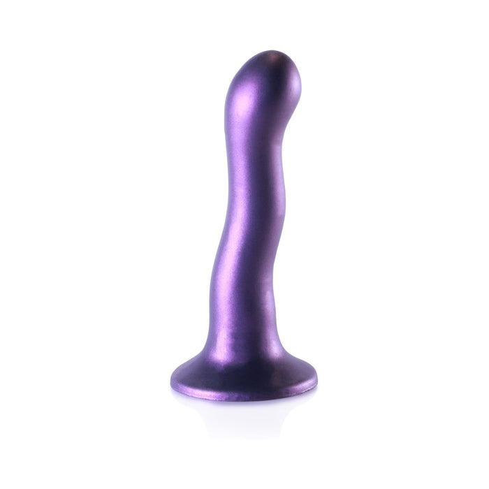 Ouch! Ultra Soft Silicone 7 in. Curvy G-Spot Dildo Metallic Purple