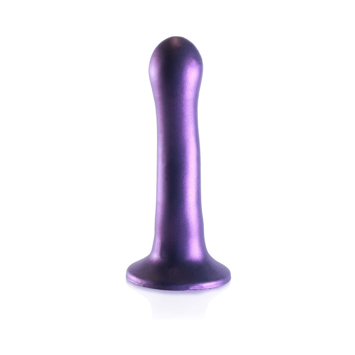 Ouch! Ultra Soft Silicone 7 in. Curvy G-Spot Dildo Metallic Purple