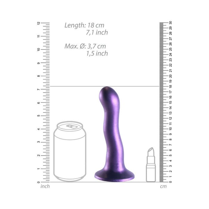 Ouch! Ultra Soft Silicone 7 in. Curvy G-Spot Dildo Metallic Purple