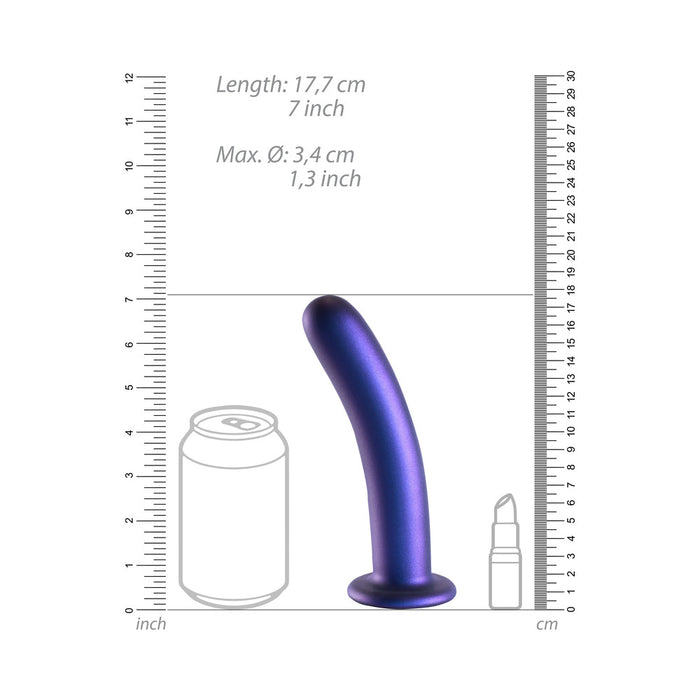 Ouch! Smooth Silicone 7 in. G-Spot Dildo Metallic Blue