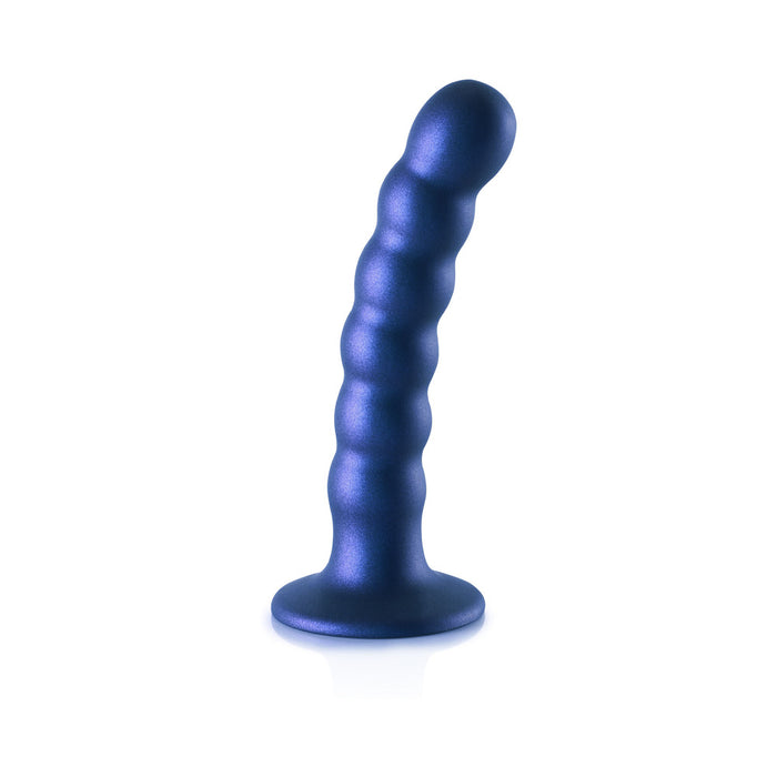 Ouch! Beaded Silicone 5 in. G-Spot Dildo Metallic Blue