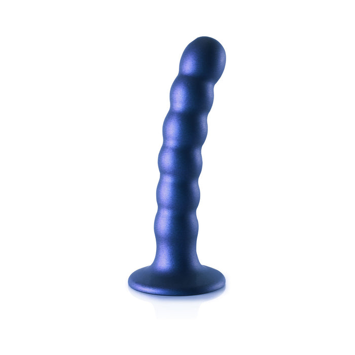 Ouch! Beaded Silicone 5 in. G-Spot Dildo Metallic Blue