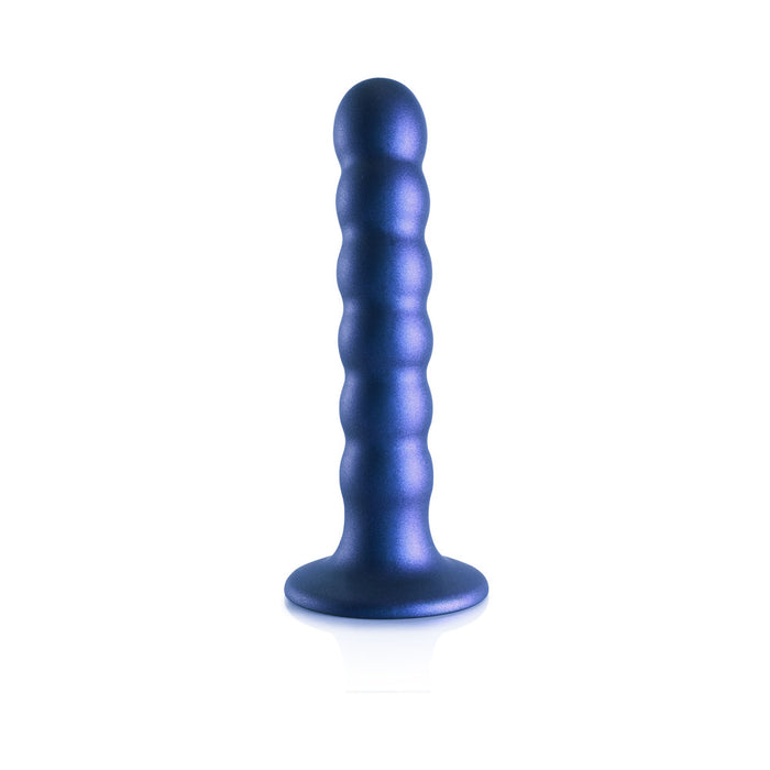 Ouch! Beaded Silicone 5 in. G-Spot Dildo Metallic Blue