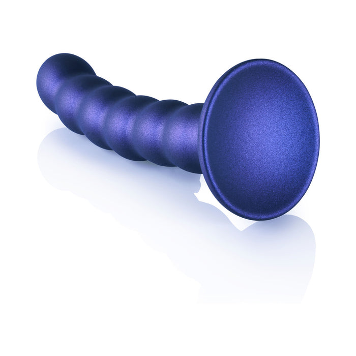 Ouch! Beaded Silicone 5 in. G-Spot Dildo Metallic Blue