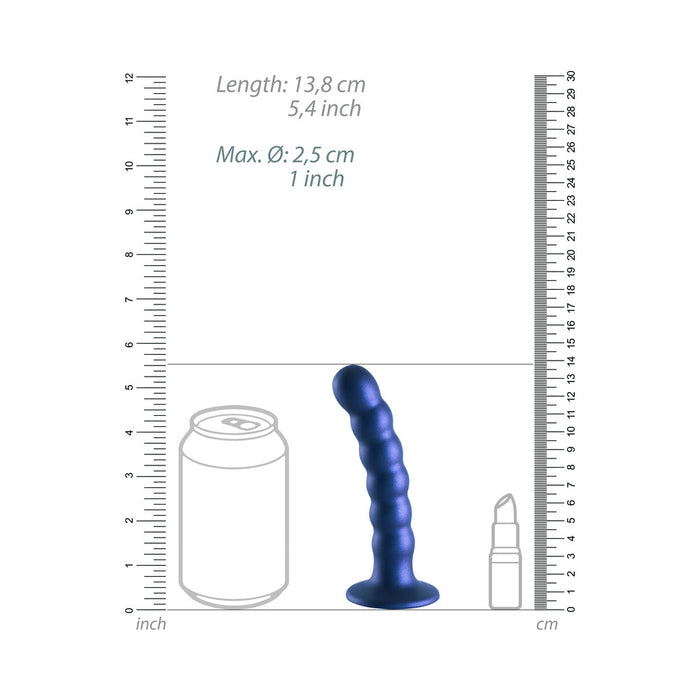 Ouch! Beaded Silicone 5 in. G-Spot Dildo Metallic Blue