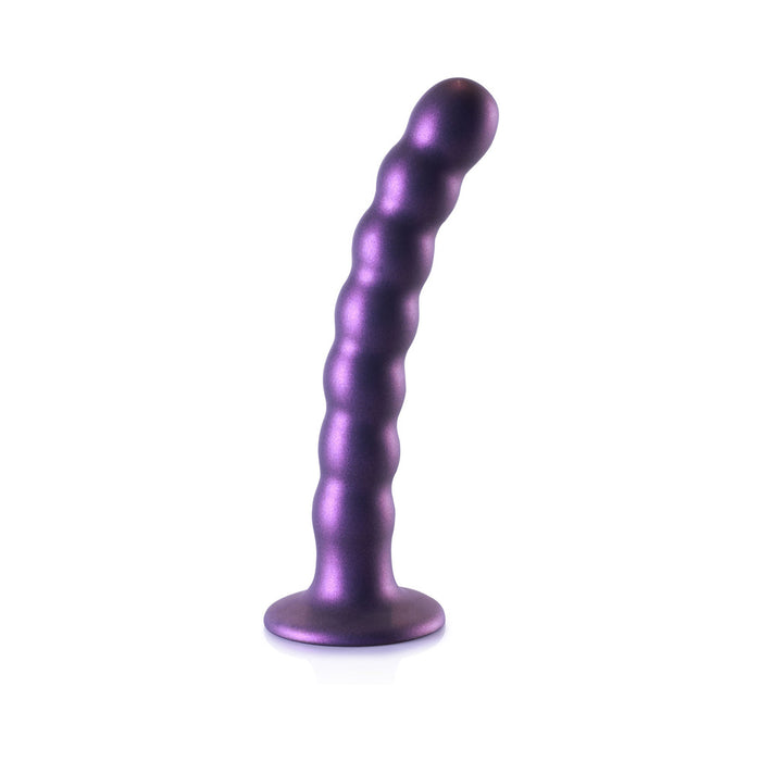 Ouch! Beaded Silicone 6.5 in. G-Spot Dildo Metallic Purple