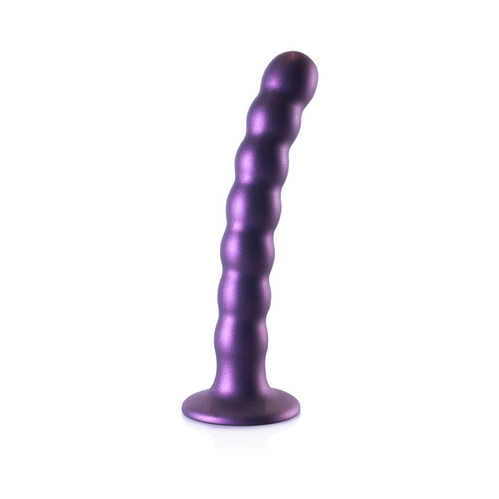 Ouch! Beaded Silicone 6.5 in. G-Spot Dildo Metallic Purple