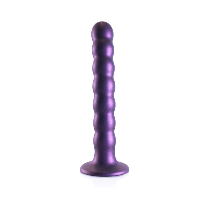 Ouch! Beaded Silicone 6.5 in. G-Spot Dildo Metallic Purple