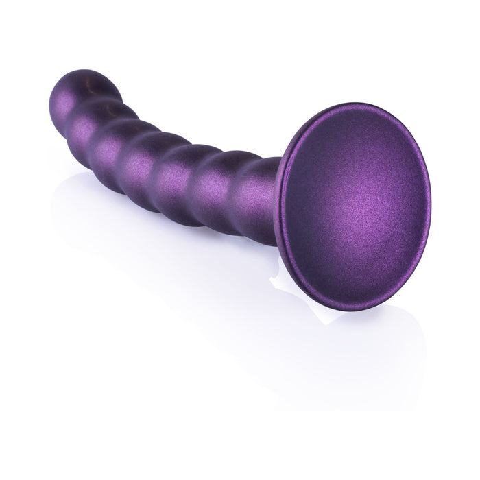 Ouch! Beaded Silicone 6.5 in. G-Spot Dildo Metallic Purple
