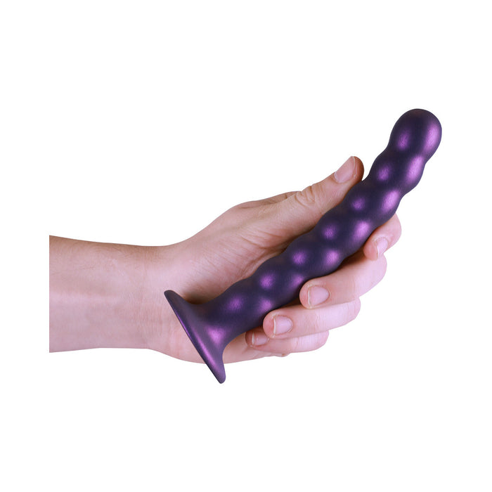 Ouch! Beaded Silicone 6.5 in. G-Spot Dildo Metallic Purple