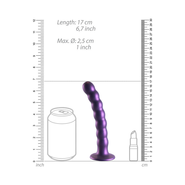 Ouch! Beaded Silicone 6.5 in. G-Spot Dildo Metallic Purple