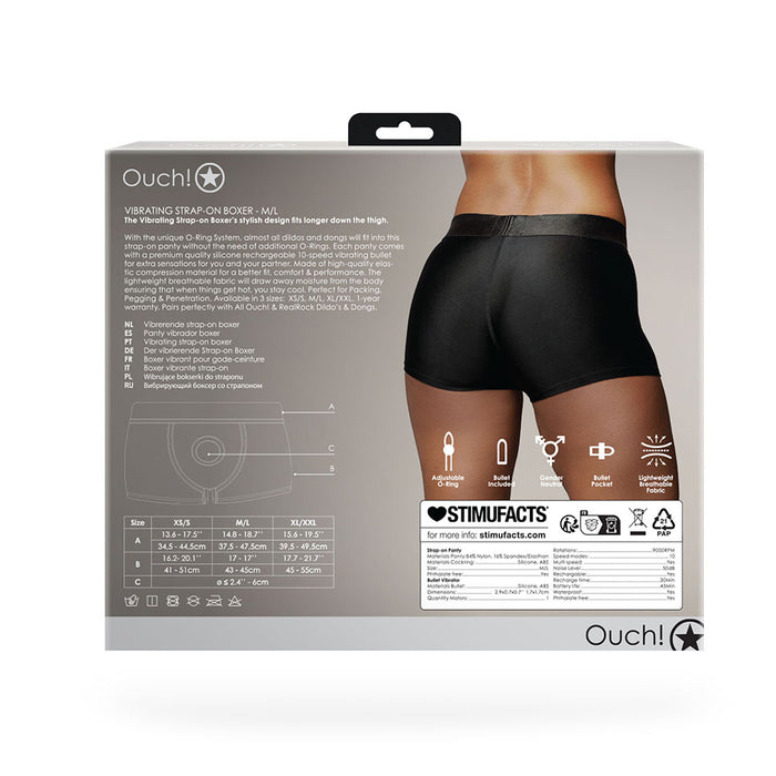 Shots Ouch! Vibrating Strap-on Boxer Black M/L