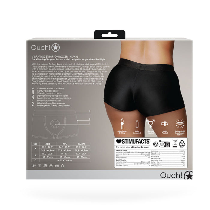 Shots Ouch! Vibrating Strap-on Boxer Black XL/2XL