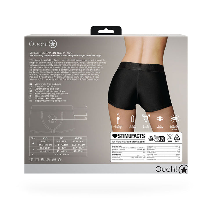 Shots Ouch! Vibrating Strap-on Boxer Black XS/S