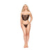 Dreamgirl Stretch Mesh Bustier with Removable Feather Trim and G-String Set Black XL