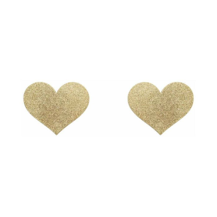Bijoux Indiscrets Flash Reusable Glitter Pasties Heart Gold
