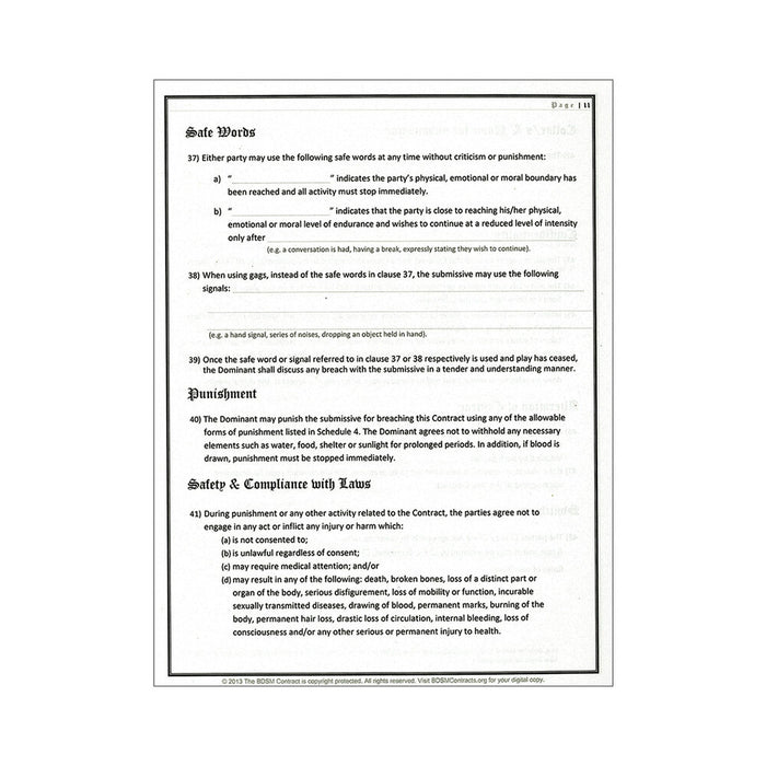 BDSM Contract