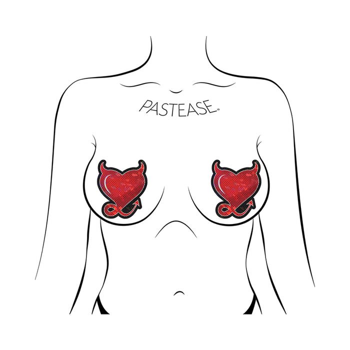 Pastease Glitter Devil Heart Pasties Red