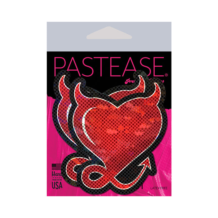 Pastease Glitter Devil Heart Pasties Red
