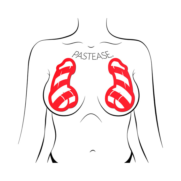 Pastease Candy Cane Penis Pasties Red/White