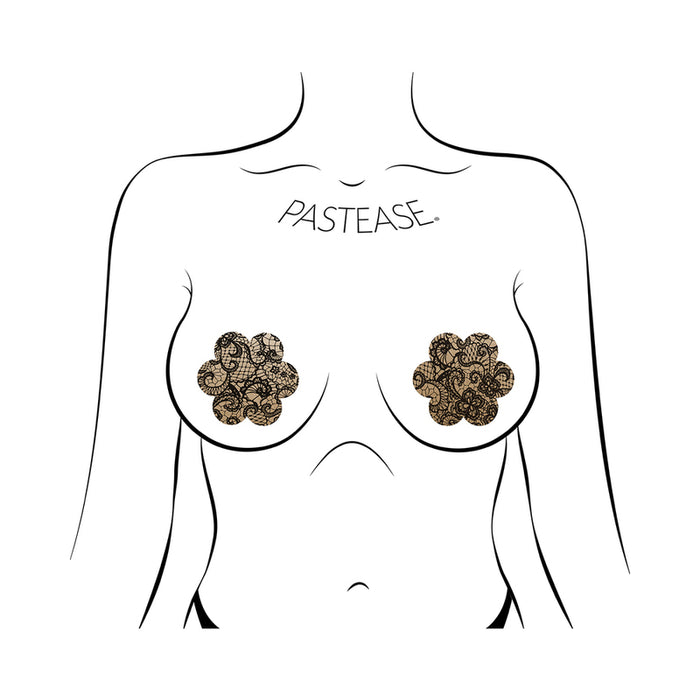 Pastease Lace Flower Pasties Beige/Black