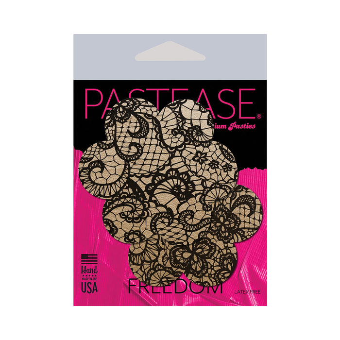 Pastease Lace Flower Pasties Beige/Black