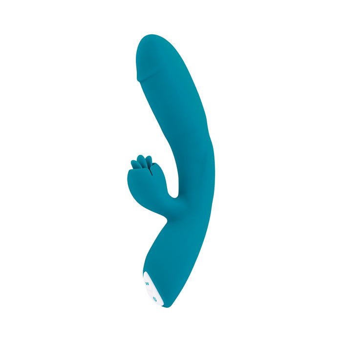 Evolved Fierce Flicker Rechargeable Dual Stim Vibe Silicone Teal