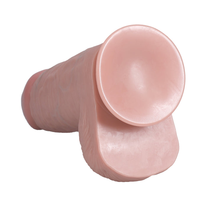 RealRock Extra Thick 8 in. Dildo with Balls Beige